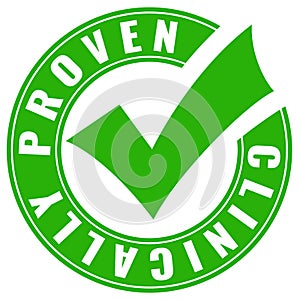 Clinically proven green tick icon photo