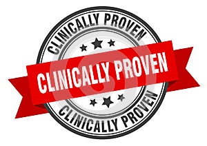 clinically proven label. clinically proven round band sign.