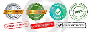 clinically proven rectangle and circle stamp seal badge sign for safe health care medicine