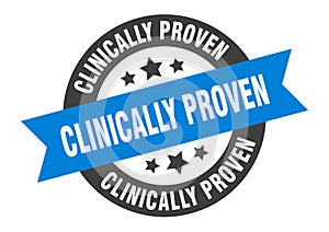 clinically proven sign. clinically proven round ribbon sticker. clinically proven