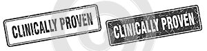 Clinically proven stamp set. clinically proven square grunge sign