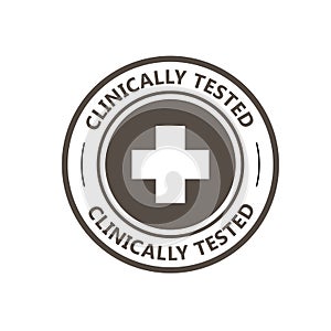 Clinically tested stamp - proven medical products label, cross photo