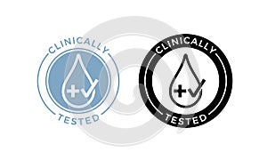 Clinically tested vector drop cross and check icon