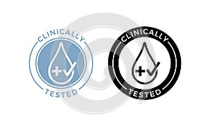 Clinically tested vector drop cross and check icon photo