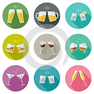 Clink glasses icons. photo