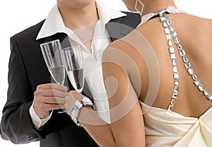 Clinking with champagne