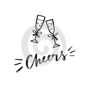 Clinking champagne glasses vector symbol, icons. Celebration, holidays, toast conceptual illustration.