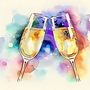 Clinking glasses with sparkling wine