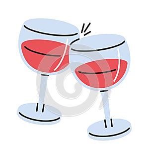 Clinking wineglasses Valentines day drink