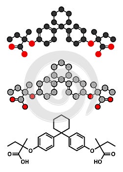 Clinofibrate hyperlipidemia drug molecule (fibrate class photo