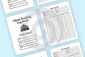 Clint tracking notebook KDP interior. Business buyer and clint information tracker template. KDP interior journal. Clint photo
