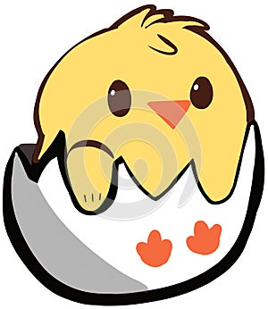 Clip Art of a baby chick sitting in an egg