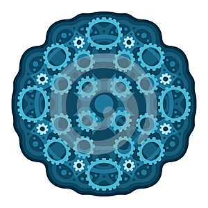 Clip art with blue steam punk pattern with gears