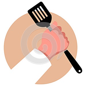 Clip art of a chef hand holding a spatula