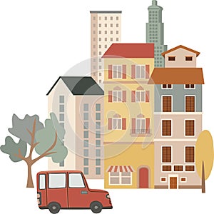 Clip art of city street vector