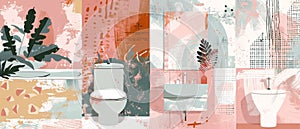 This is a clip art illustration of a dirty toilet bowl before and after cleaning it with a toilet bowl cleaner. It is a