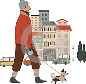 Clip art of people and the city street