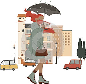 Clip art of people and the city street