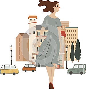 Clip art of people and the city street