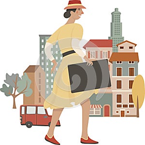 Clip art of people and the city street