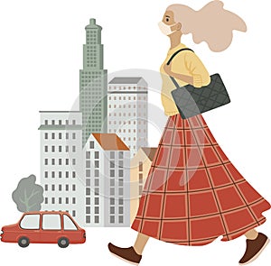 Clip art of people and the city street