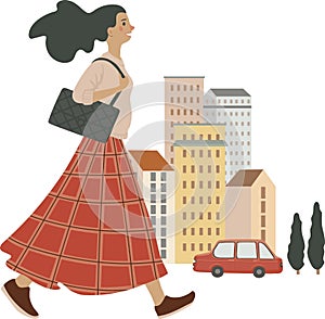 Clip art of people and the city street