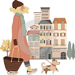 Clip art of people and the city street