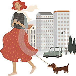 Clip art of people and the city street