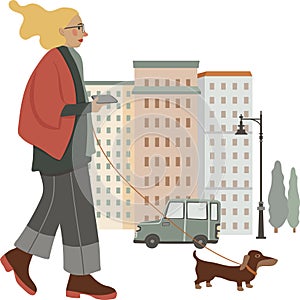 Clip art of people and the city street