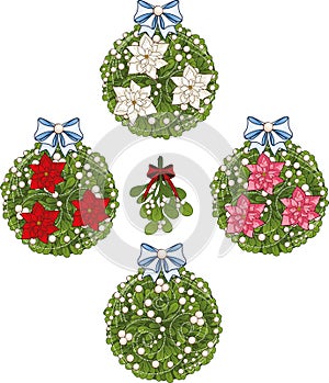 Clip art set of Christmas mistletoe decorative