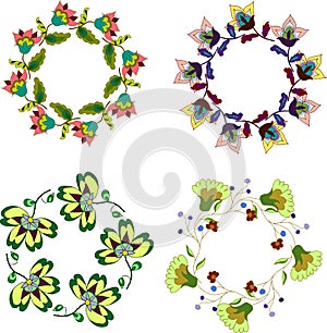 Clip art set of floral frames, hand drawn flower wreath