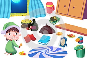 Clip Art Set: The Kid, Food, and Family Kitchen Stuff.