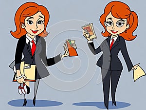 Clip art, two businesswoman on grey background
