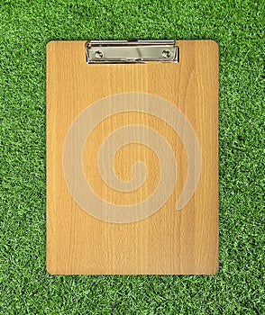 Clip board on grass