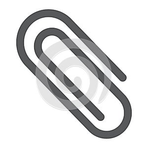 Clip glyph icon, office and work, paperclip sign