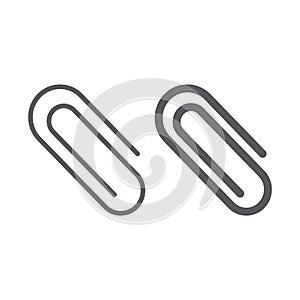 Clip line and glyph icon, office and work