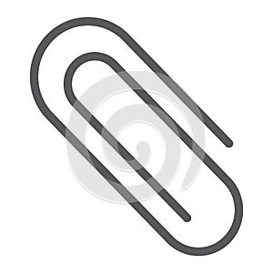 Clip line icon, office and work, paperclip sign