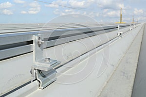 Clip locks installed on Metal sheet roof for Solar PV Panel Installation