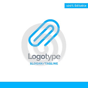 Clip, Metal, Paper, Pin Blue Solid Logo Template. Place for Tagline