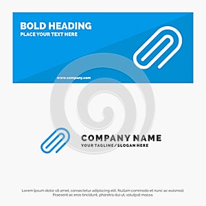 Clip, Metal, Paper, Pin SOlid Icon Website Banner and Business Logo Template