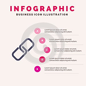 Clip, Paper, Pin, Metal Solid Icon Infographics 5 Steps Presentation Background