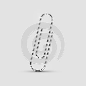 Clip. Realistic paperclip attach. Office metal binder with shadow