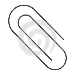 Clip thin line icon, office and work, paperclip