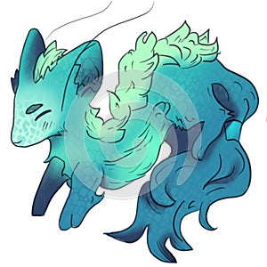 Clipart blue azure dragon with long tail