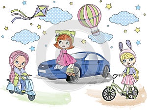 Clipart BLYTHE GIRLS Color Vector Illustration Set Cartoon Picture