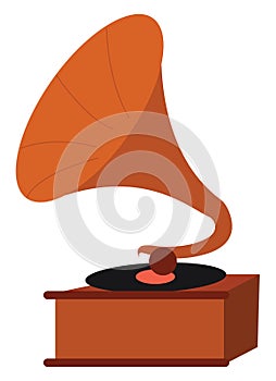 Clipart of the brown record player, vintage/Cylinder phonograph, vector or color illustration