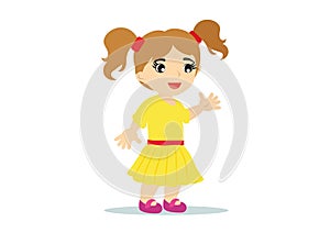 Clipart character of happy little girl vector fat design