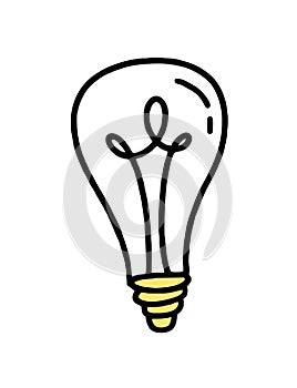 The clipart doodle light bulb. Vector illustration in line style.