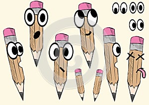 Clipart of emotional pencils