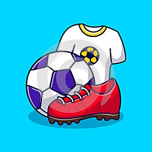 Soccer ball, shoes and jersey clipart illustration